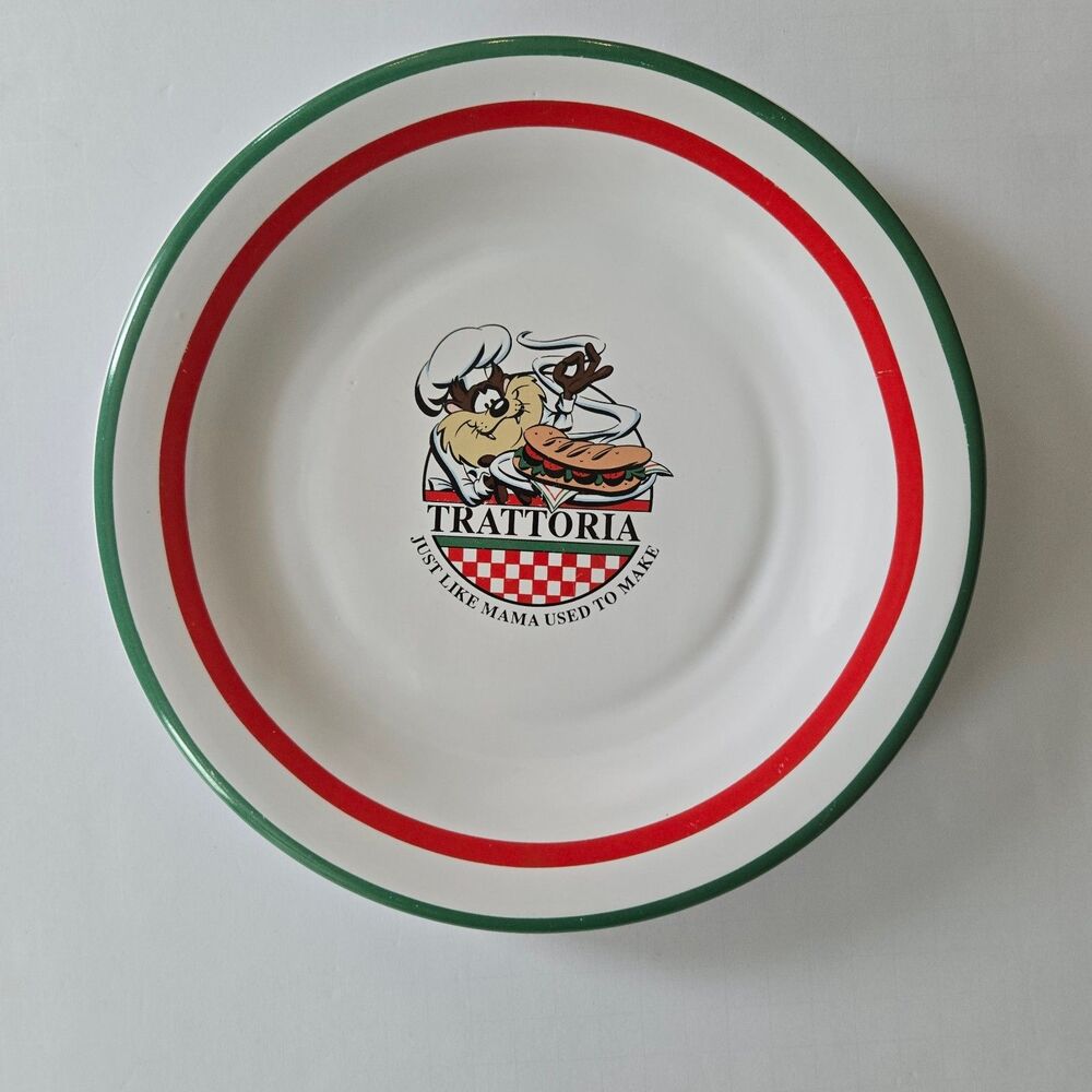 Vintage 1993 Taz Tasmanian Devil Trattoria Acme Plate Looney Tunes Warner Bros